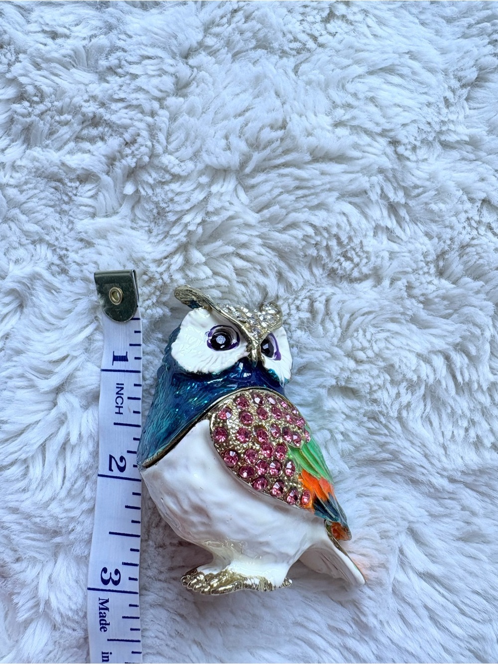 Vintage‑Style Owl Trinket Box | Jeweled Collectible Decor Whimsical Cottagecore - Picture 7 of 8